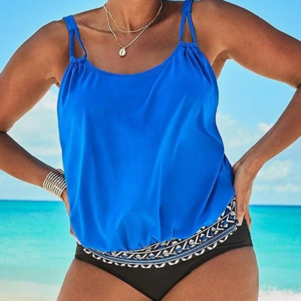 Swimsuit For All Loop Blouson Swimsuit NEW